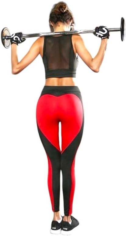 Women's Heart Shaped Pants, Patchwork Printed, High Elasticity Sports Leggings